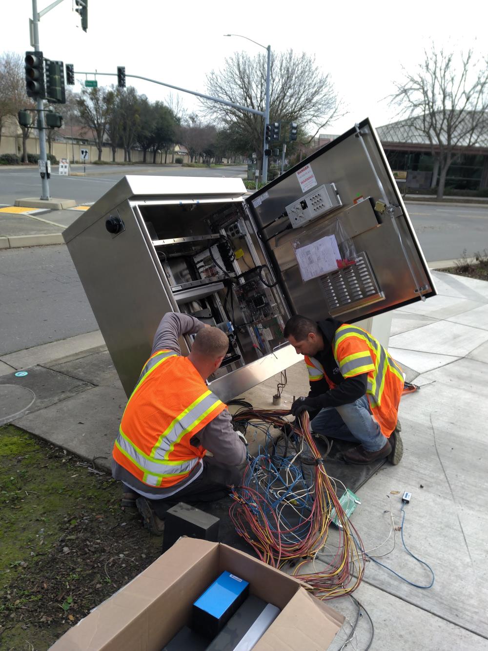 Jose and Adam traffic signal control cabinet