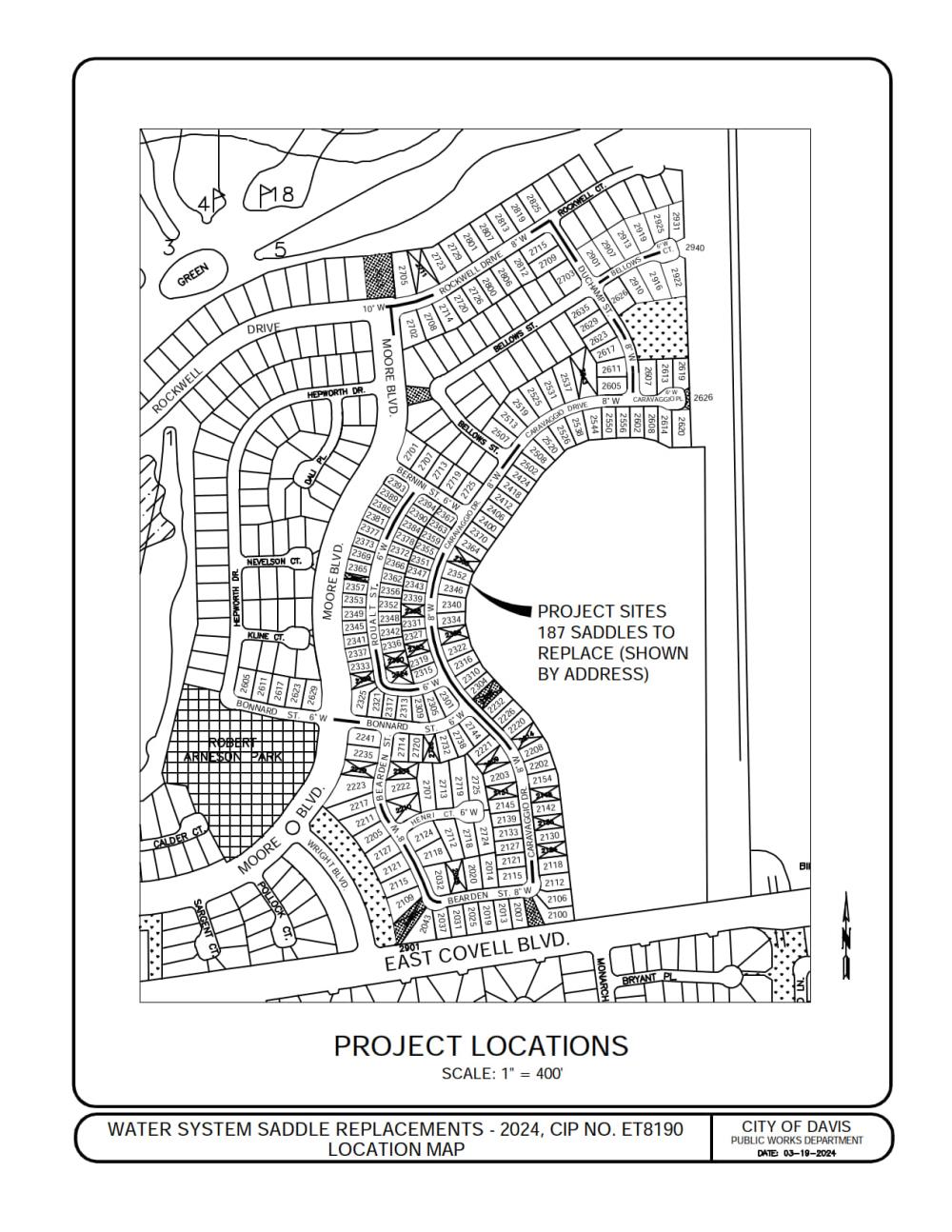 Map of addresses receiving saddle valve replacements