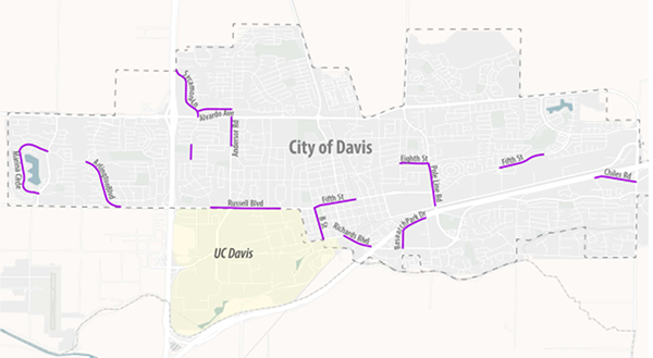 map showing cool pavement project locations