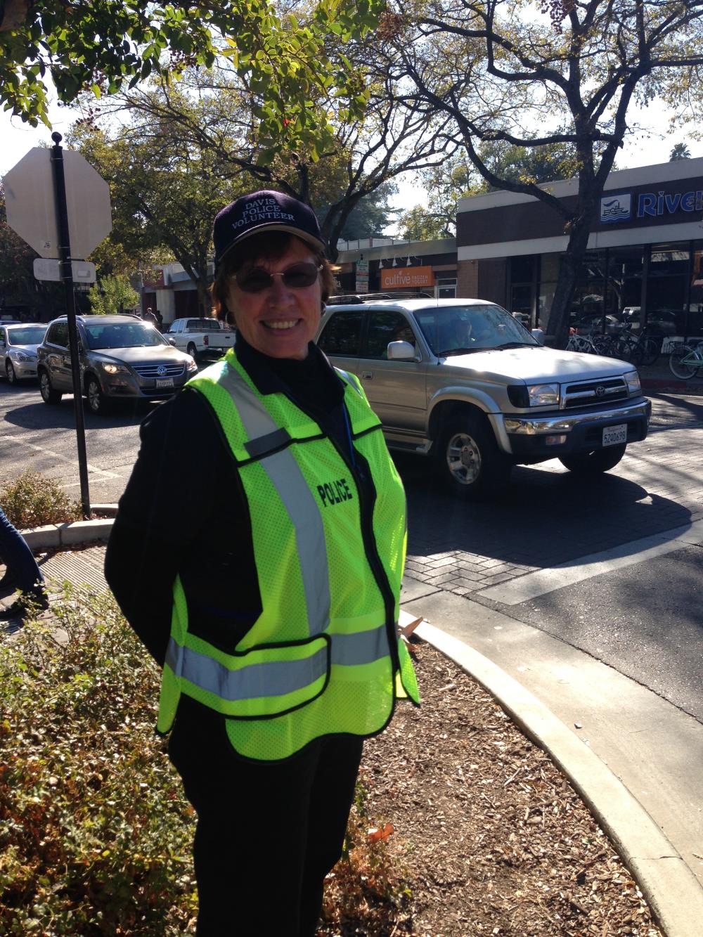 smiling female volunteer